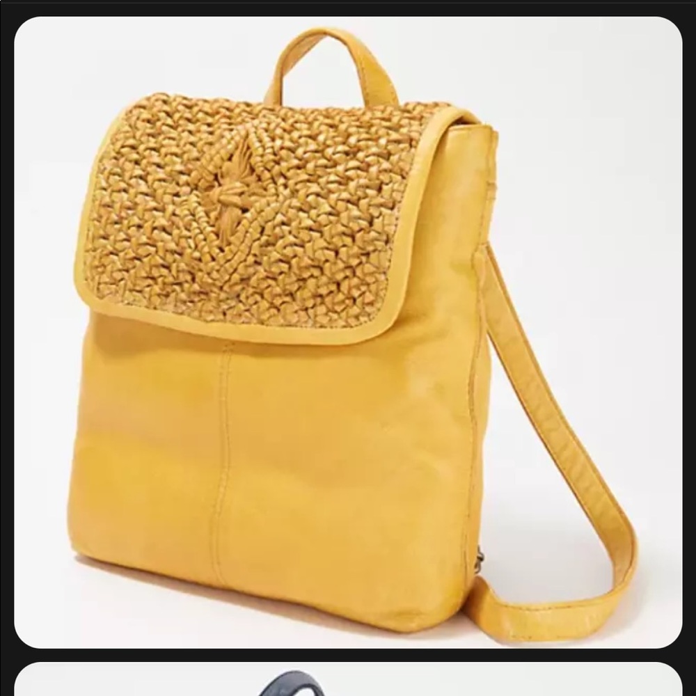 Frye leather “Daffodil” mustard backpack EUC